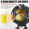 HJG Waterproof Y Shape Style Laser Beam Mini Driving Fog Light Bike, Car Projector Light 2 Color White & Yellow Spot Beam (Pack of 2, 12V DC 40W)