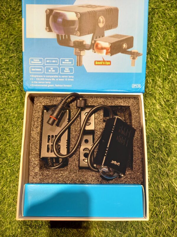 LIU HJG Yellow White & Red Devil Eye Slim Drive Fog Light Universal for Car, Motorbike, Truck, Van (12V-36V DC, 30W)